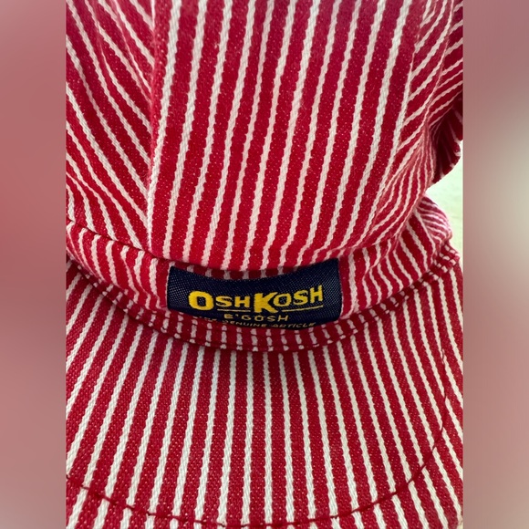 Vintage OSHKOSH B'GOSH Railroad Conductor Red Striped Hat Snapback Made in USA - Picture 2 of 4